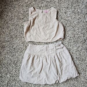 Beige Girl's Two-Piece Paisley Lane Top and Shorts Set